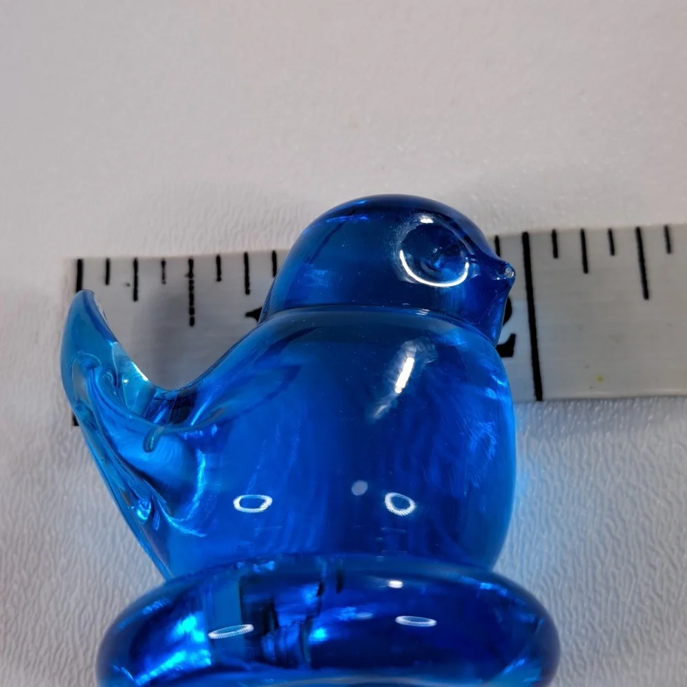 2 Leo Ward Glass Blue Bird of Happiness Signed Figurine USA - Picture 13 of 14